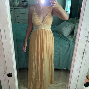 Forever 21 yellow flower maxi dress with lace detail